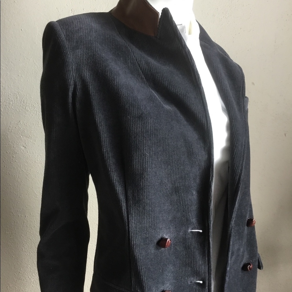 Diane Von Furstenberg corduroy blazer w/ leather